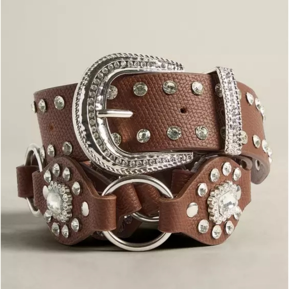 🆕️🤠3X TORRID BROWN RHINESTONE WESTERN BELT - PLUS SIZE🤠